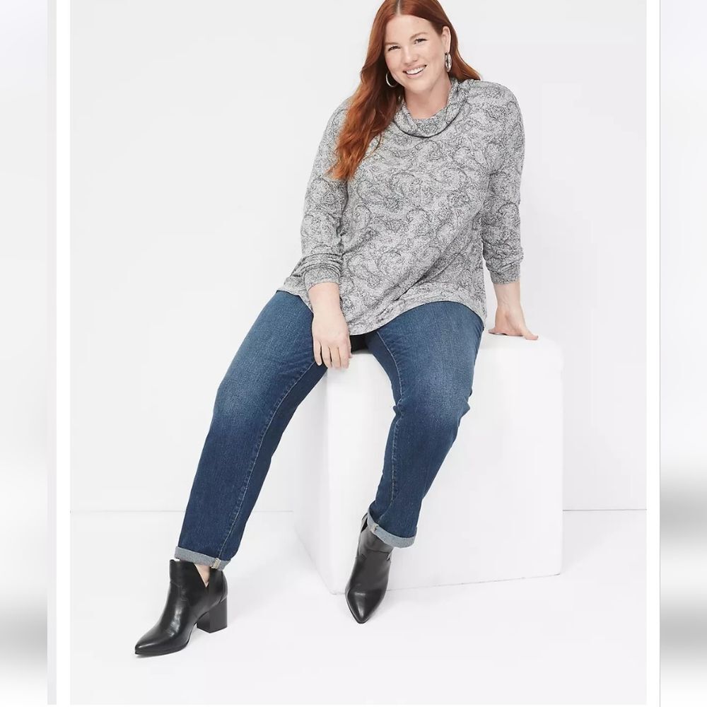 Lane Bryant Cowl Neck Paisley Knit Top Plus Size 22/24 3X